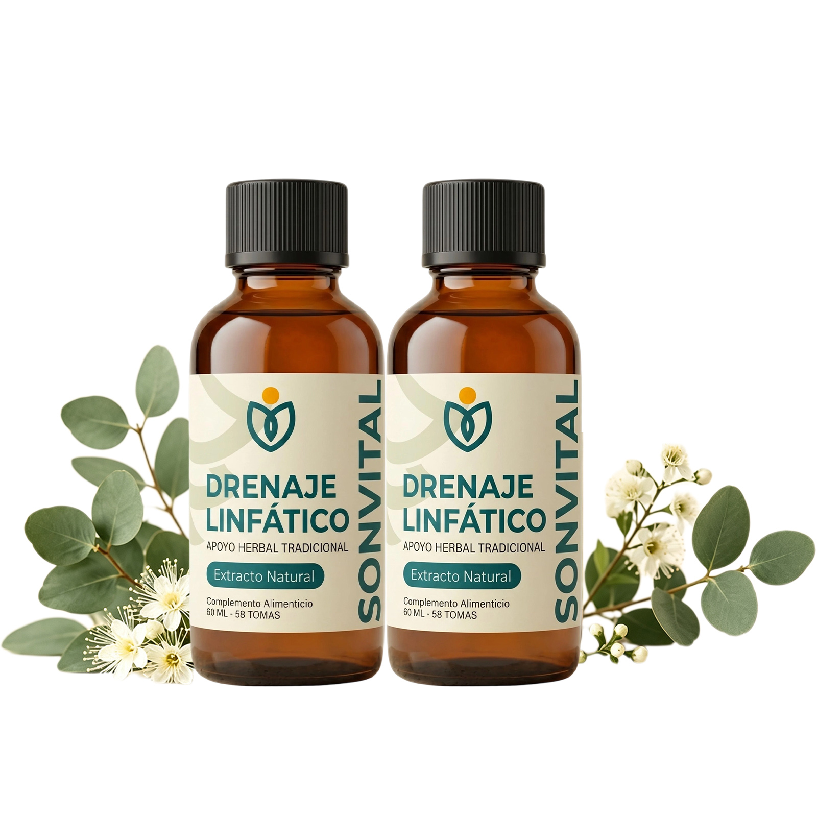 Sonvital Drenaje Linfático Gotas - 60ml Gotas de Drenaje Linfatico para Piernas y Abdomen, Naturales a Base de Hierbas, Sin gluten, para hombres y mujeres