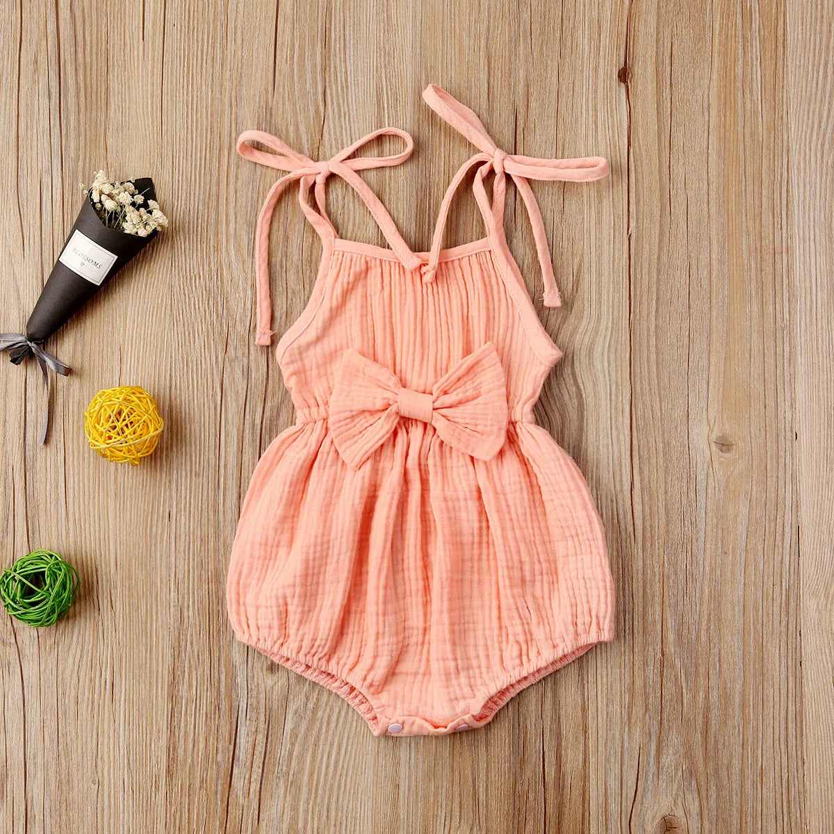 2020 Baby Summer Clothing  Newborn Baby Girl Cute Clothes Srap Romper Cotton Linen Solid Jumpsuit Bowknot Outfits Set Soft