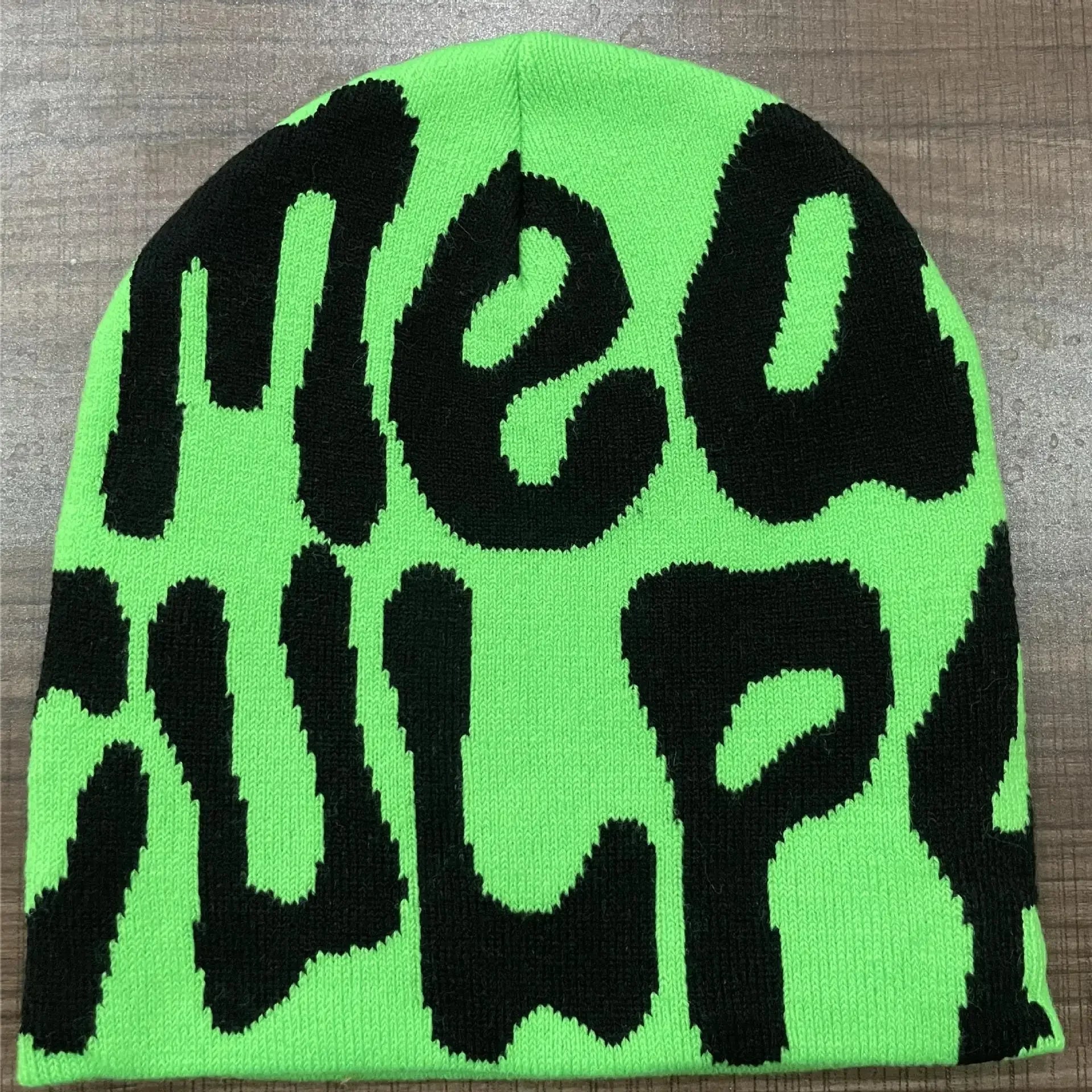 Mea Culpa One Size Fun Day Beanie Hat Pink Gray Green Yellow Black One Size Acrylic Hat