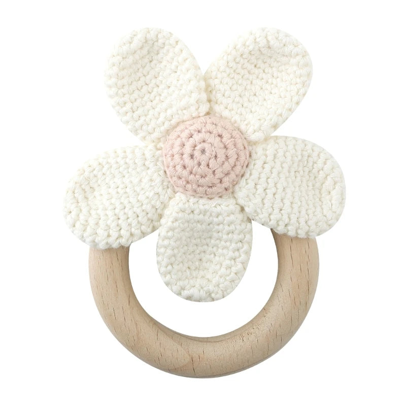 1Pc Baby Wooden Teether Crochet Rattle Toy BPA Free   Rattle Baby Mobile Gym Newborn Stroller Educational Toys Dropshipping