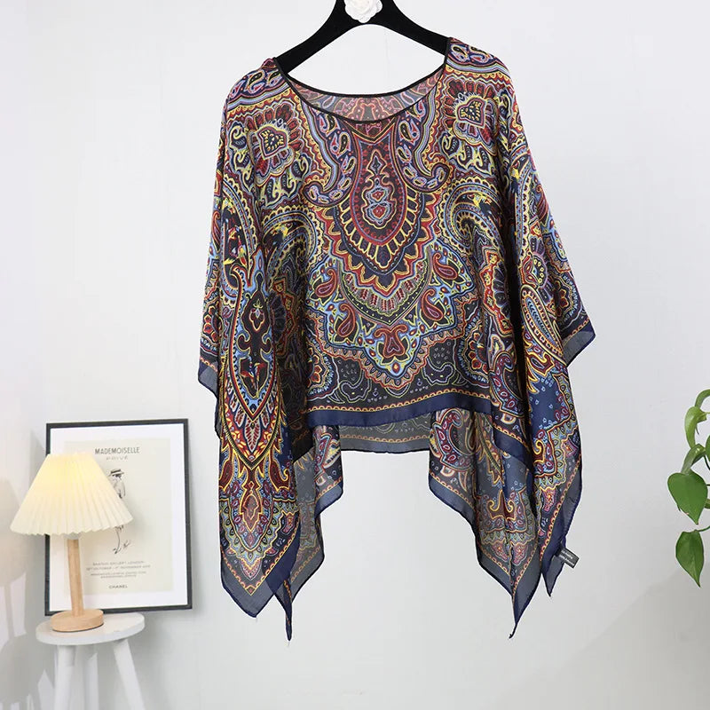 Poncho Pullover Shawl Sun Protection Scarf New Versatile Scarf Paired With Women's Loose Summer Sunscreen Leisure Clothing