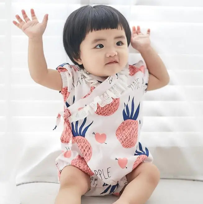 Summer Baby Clothes Kids Kimono Japanese Style Romper Girls Jumpsuit Retro Bathrobe Uniform Bebes Pajamas Formal Clothes