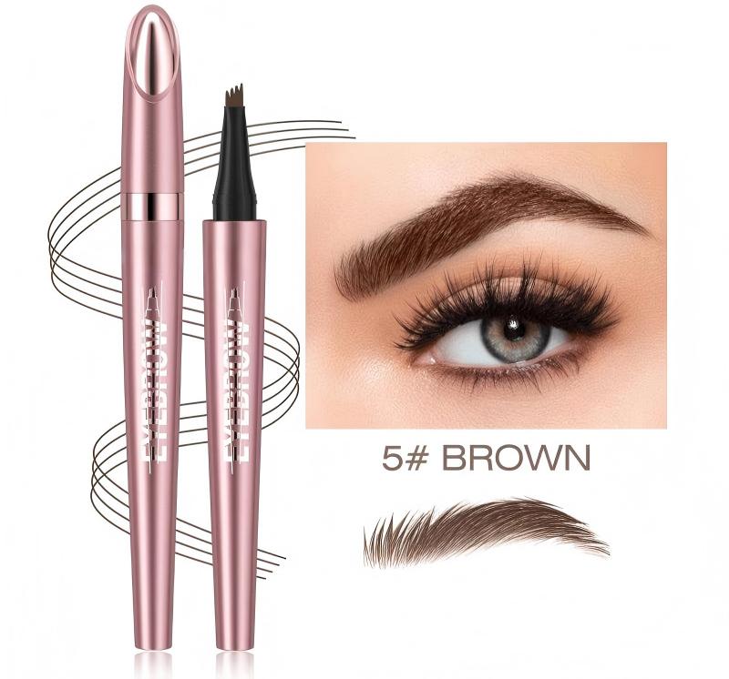 4-Tip Microblade Brow Pen - Waterproof Liquid Eyebrow Pencil for Natural Hair-Like Strokes