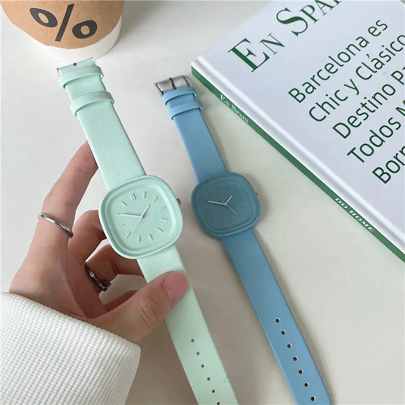 UTHAI H109 New Watch Macaron Candy Watch Women's High Beauty Quartz Watches Student Milk Tea Creative Fashion Art Watch Clock