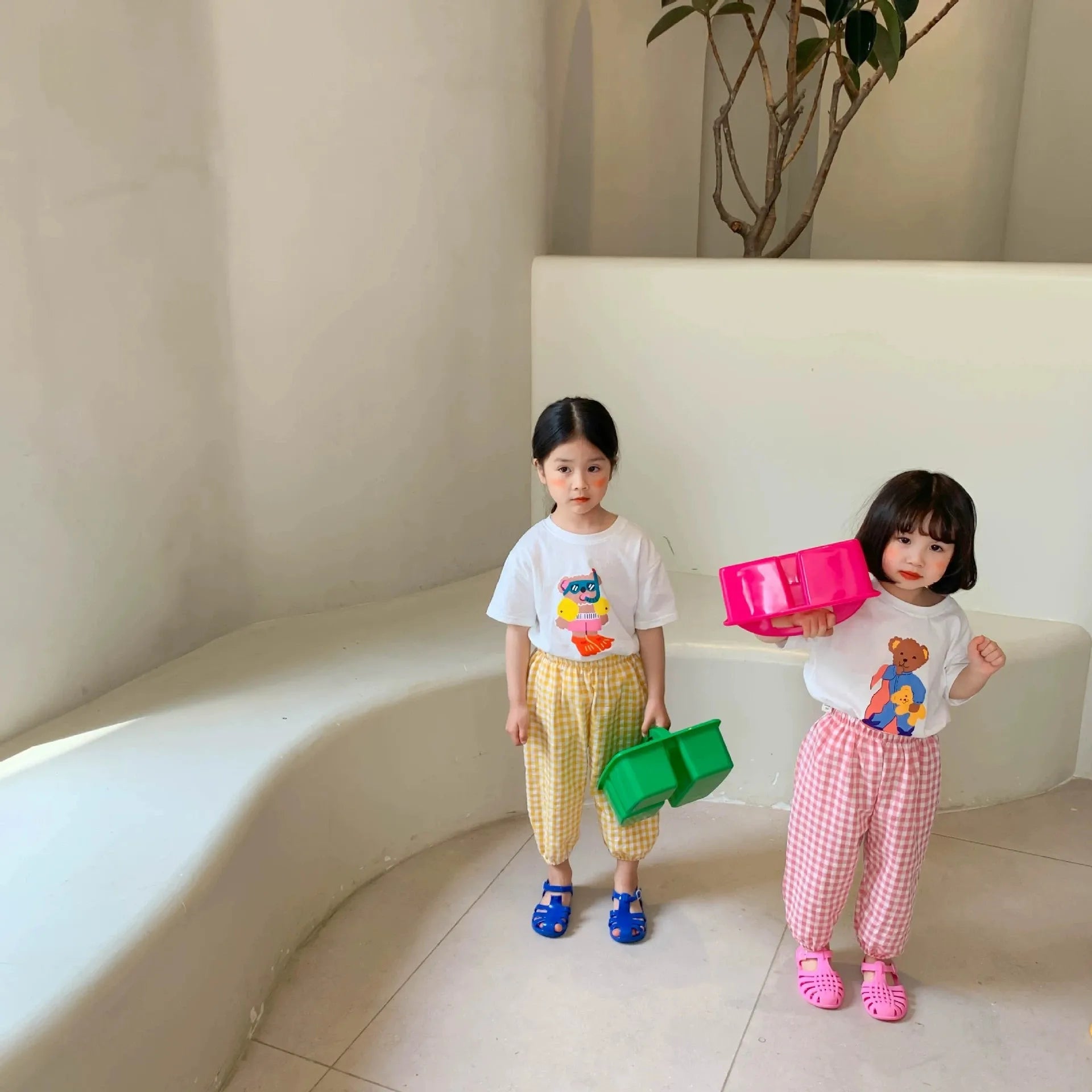 Children's Wear Set Printed Bear Lovely Baby Girl Boy Short Sleeve T-shirt Pants Kids Clothing Summer Casual Outfits 6m-6y Suit