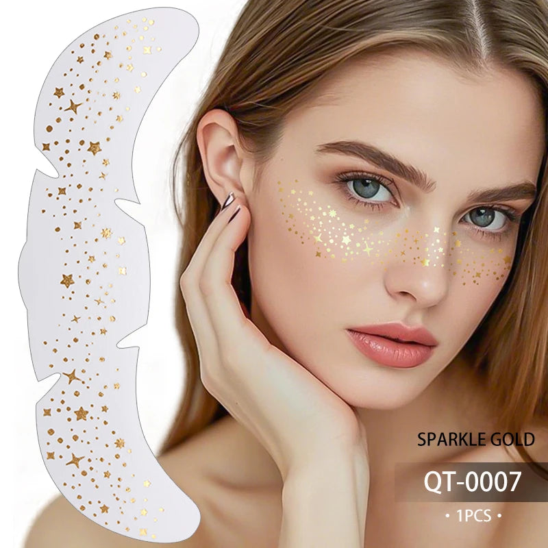 1/5pcs Glitter Skincare Freckles Face Tattoo Stickers Golden Silver Sparkle Freckle Speckle Makeup Patch For Women Face Makeup