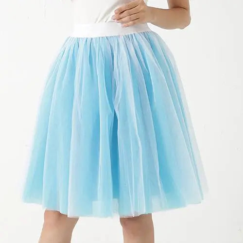 Quality 5 Layers Fashion Tulle Skirt Pleated Skirts Womens Lolita Petticoat Bridesmaids Midi Skirt
