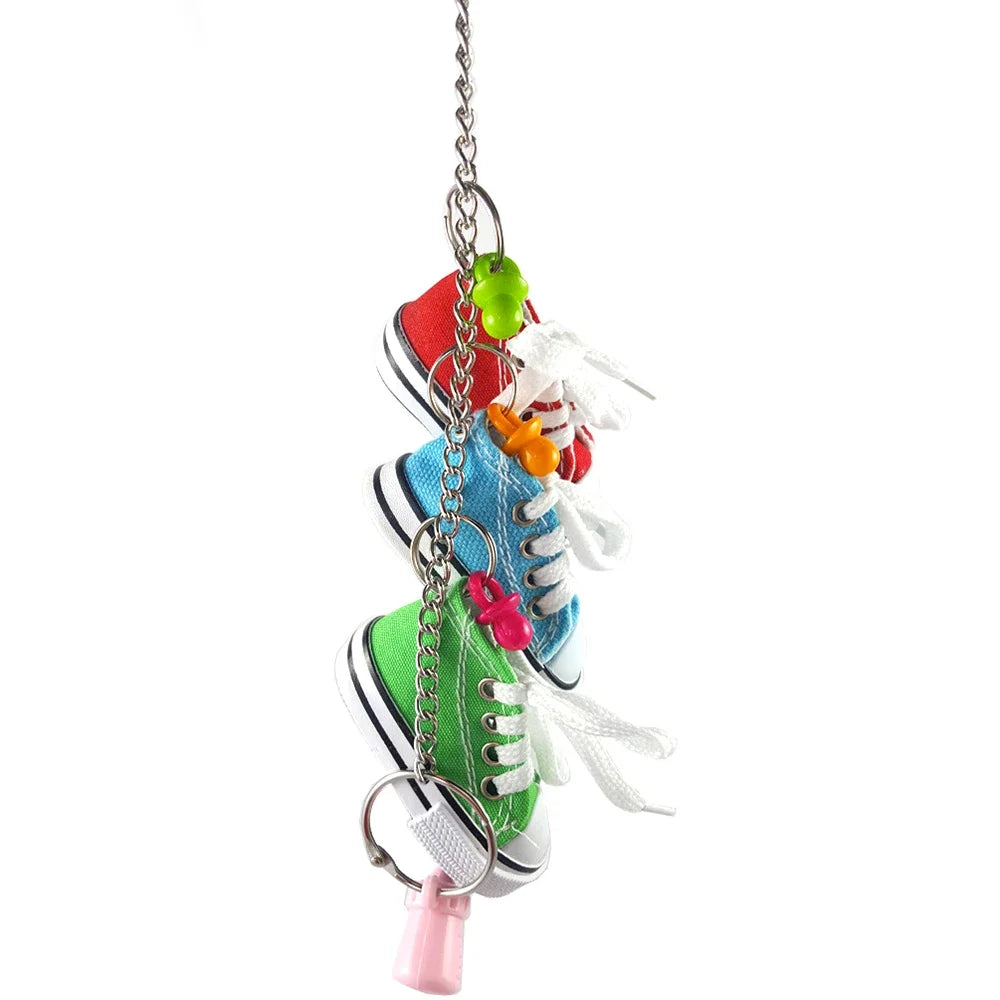 Mini Canvas Shoes Parrot Bird Toys Pet Bird Shoe Cage Decoration Standing Climbing Toy Parrot Bird Cage Pet Shoes Parrot Toys