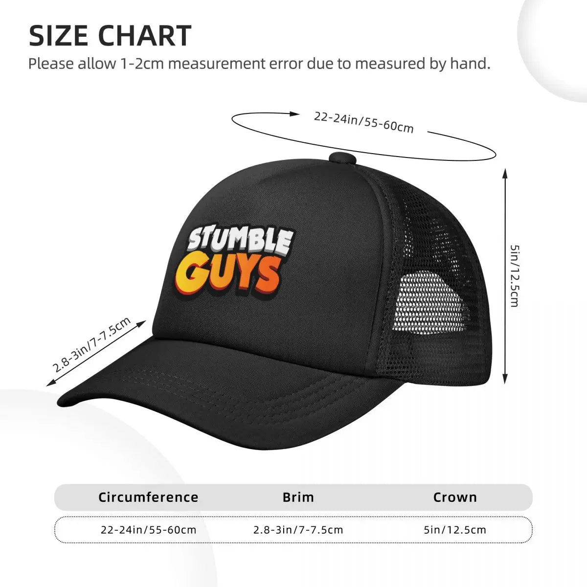 Stumble Guys Cartoon Mesh Baseball Cap Adult Hip-Hop Trucker Hat Game Dad Hat Breathable Polyester Sun Hats Summer Trucker Cap