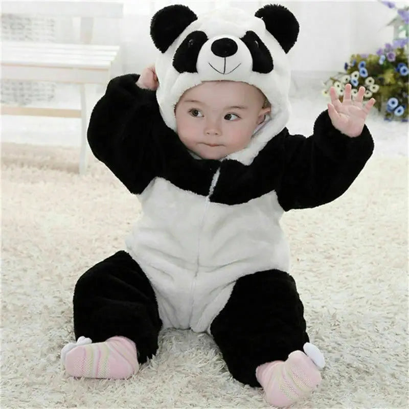 0-36months Newborn Baby Clothes Panda Animal Hooded Rompers