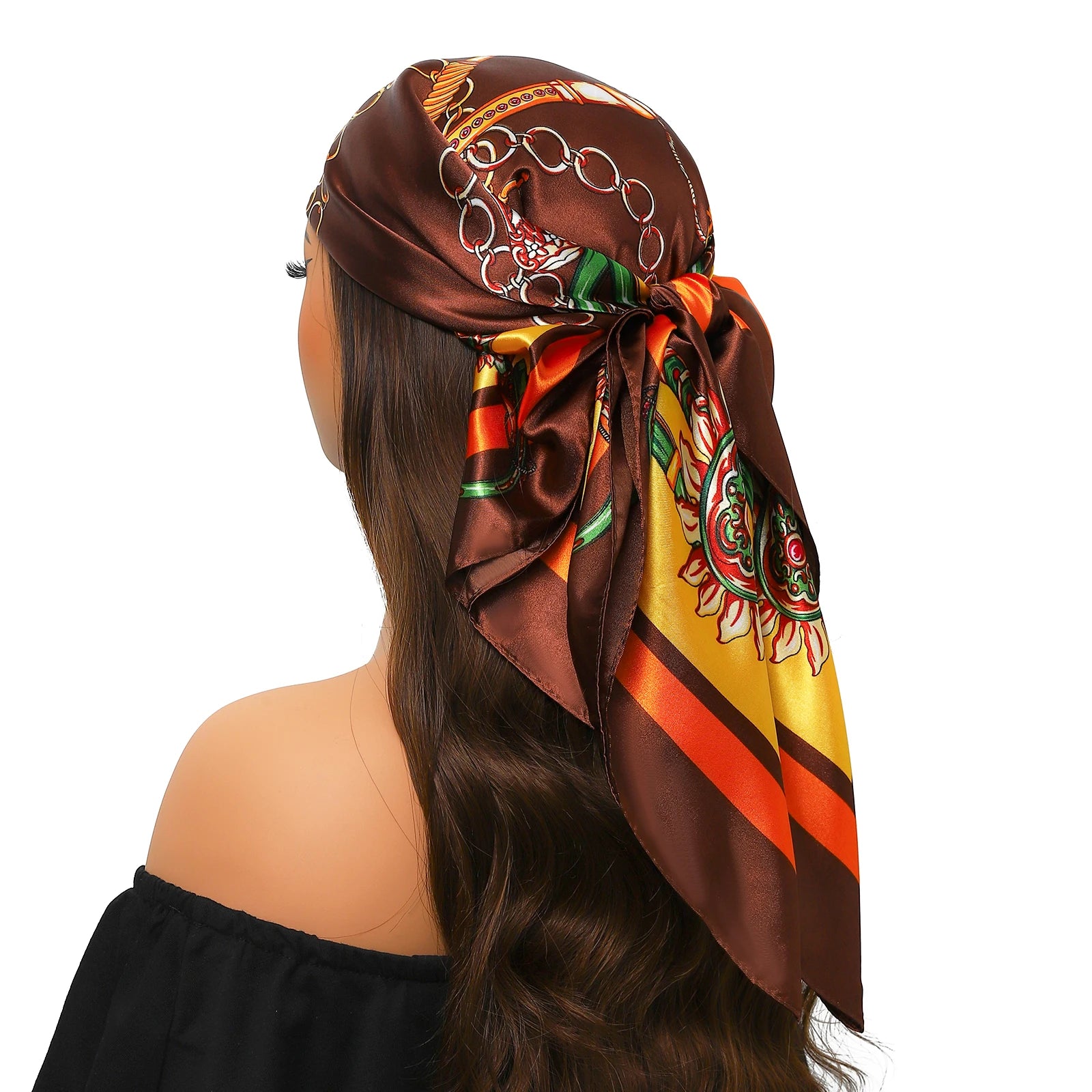 Print Headcloth Fashion Flower Square Shawls Popular 90X90CM Bandannas Four Seasons Kerchief Luxury Sunscreen Silk Scarves