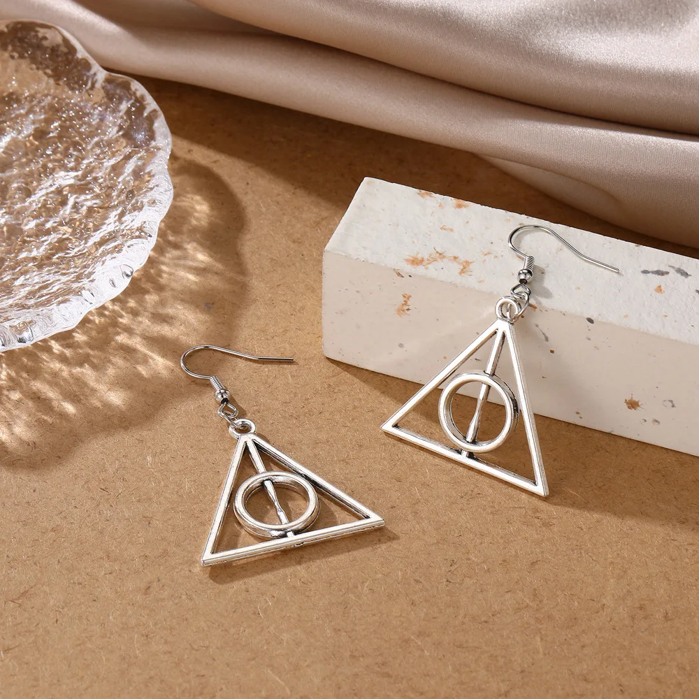 Geometric Triangle Pyramid Earrings for Women Simple Design Deathly Hallows Drop Earrings Vintage Jewelry