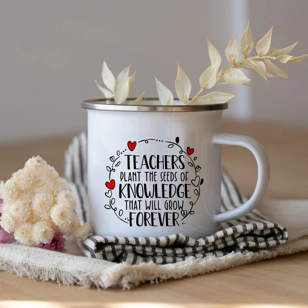 What's Your Superpower Teacher Coffee Tea Mug Cup Teacher Appreciation Gift Love Teach Inspire Teachers Enamel Mug