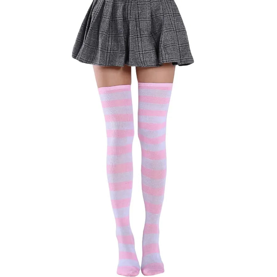 JK Woman Cosplay Stockings Orange Black Strips Lolita Long Socks Over Knee Thigh High Socks Women Compression Socks