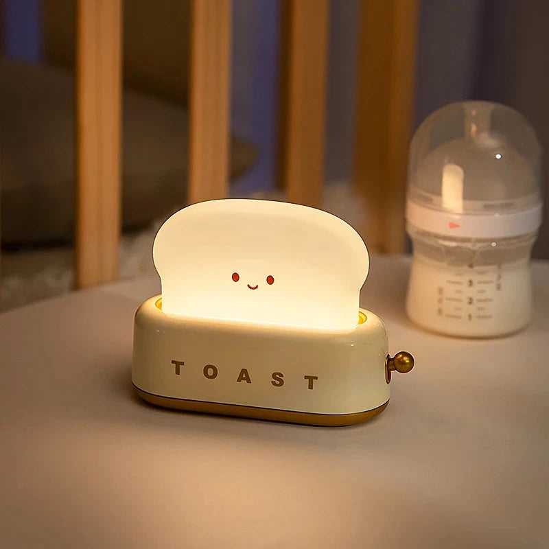 Bread Toast Table Light Toaster Nightlight Creative USB Rechargeable Led Lamp Decor Holiday Baby Bedroom For Birthday Gift