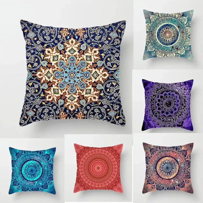 Pillowcase Decorative Sofa Bedroom Office Living Room Cushion Cover Abstract Geometric Bohemian Mandala Style Pillowcase