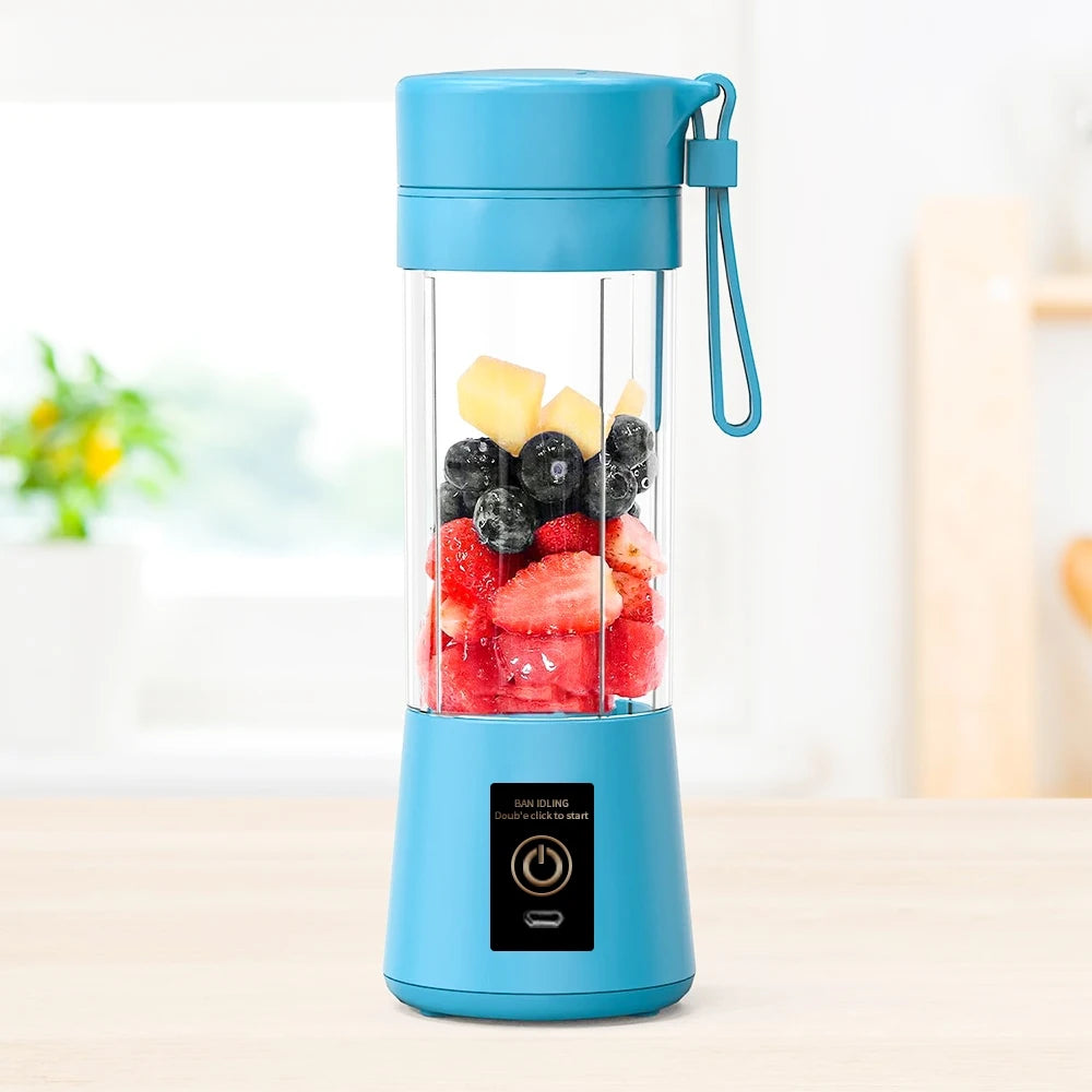 Mini Portable Blender Juice Mixer Shake Bottle 6 Lamins + USB Cable 380ml