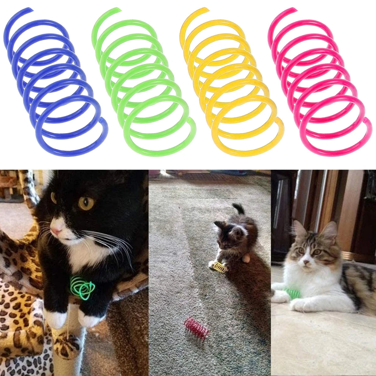 Pet Toys Colorful Cat Coil Toy Durable Plastic Spiral Spring Cat Toy Interactive Toy Creative Activity for Cats Hunting Exercise