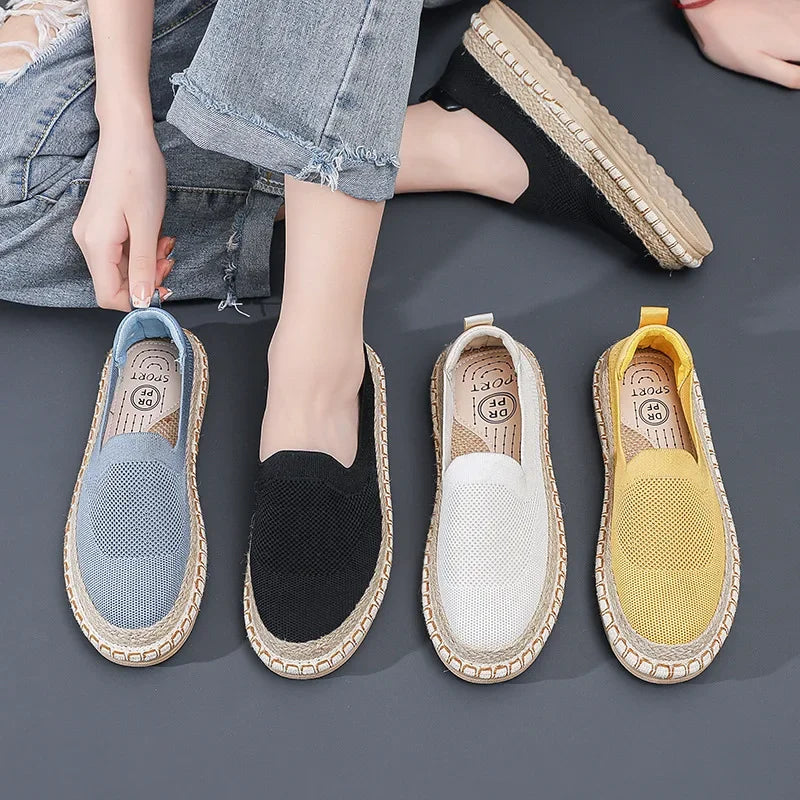 Womens Flat Slip on Canvas Summer Strap Loafers 2024 Ladies Casual Comfort Shoes Female Sneakers for Women