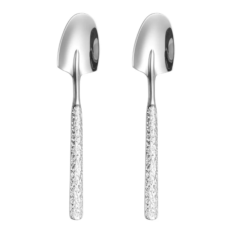 Stainless steel Shovel Spoon Hammer Handle Fork Coffee Tea Fruit Spoon Scoops Watermelon Ice Cream Dessert Spoons Tableware