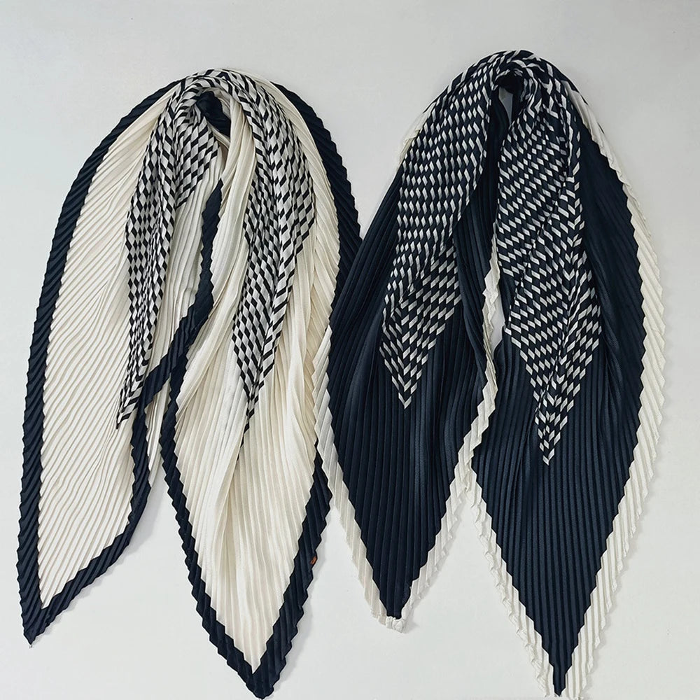 70*70cm Scarf Pleated Crinkle Women's Hijab Wrinkle Shawl Scarves Women Satin Scarf Neckerchief Square Skinny Hair Tie Band