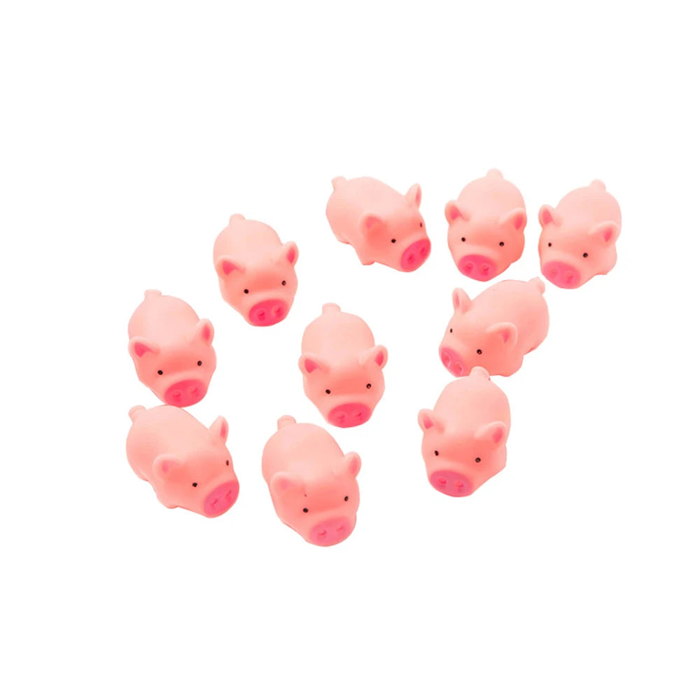 Pet Toy Cute Pink Pig Squeeze Squeaky Sound Soft Rubber Mini Toy Chew Interactive Games Training Funny Toy Pet Supplies 10pcs