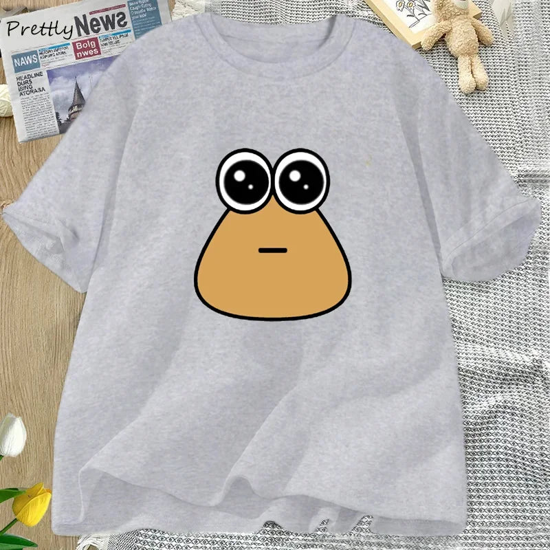 Hungy Pou Uwu Graphic Tees Funny Print Cotton Oversized Women Tops T-shirt Clothing Streetwear Short Sleeve Tee Shirt Tops