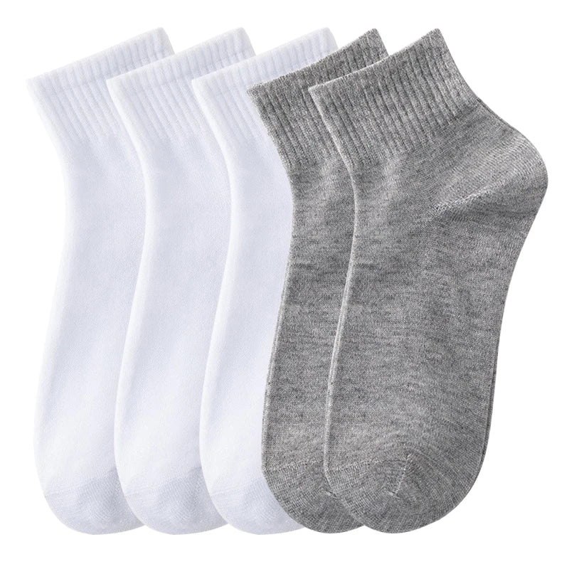 ALLTOOALL 5Pairs/Lot Men's Solid Color Socks Black White Business Cotton Socks Mesh Casual Sports Sock Man Breathable Short Sock