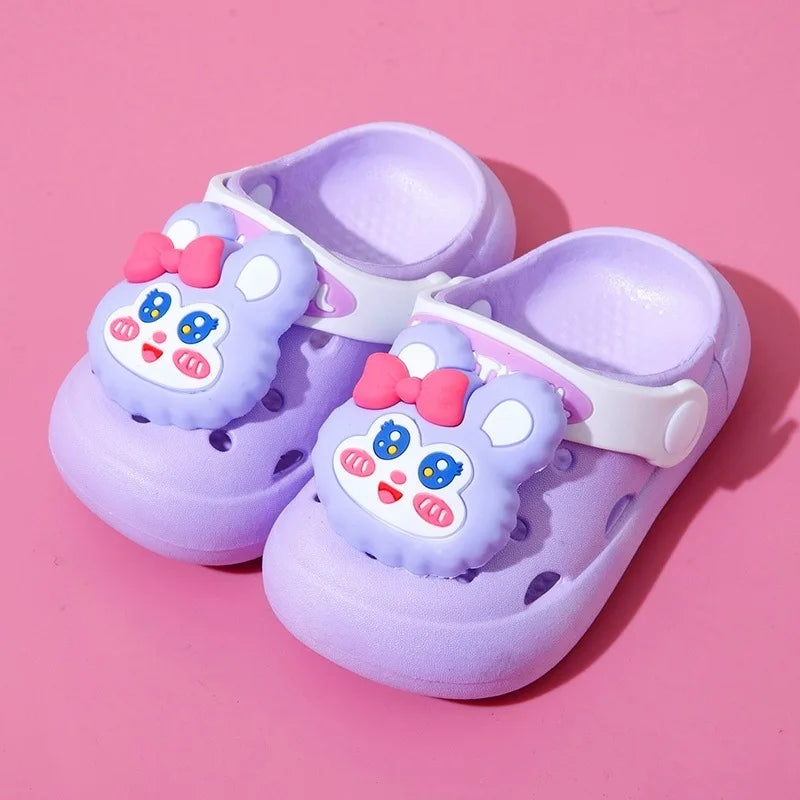 Summer Kids Slippers Sandals Hole Shoes Cute Personality Three-Dimensional Bears Soft Soles Comfortable Boys Girls Slippers