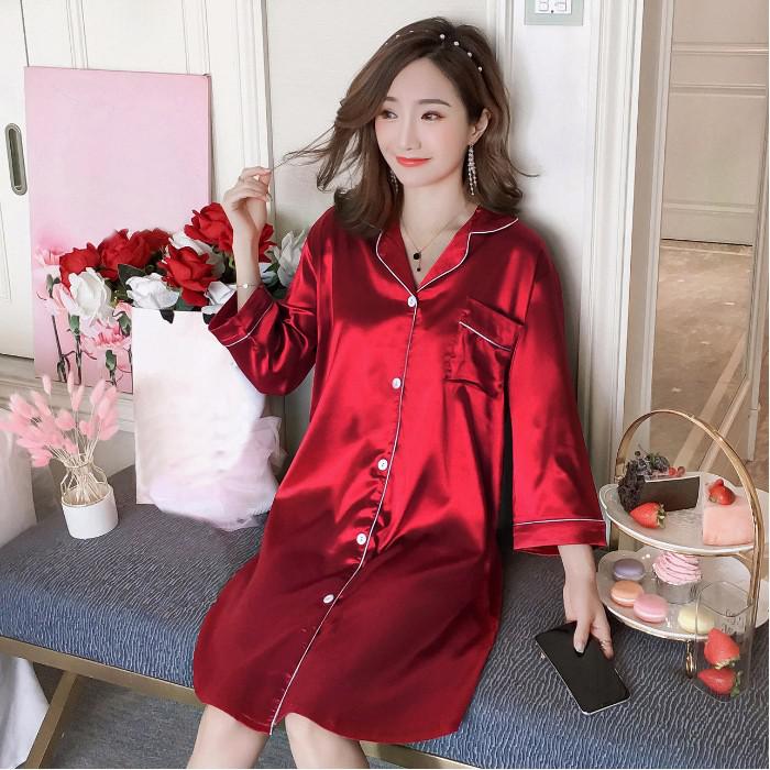 Shirt Pajamas Robes White Womens Negligee V-Neck Top Gown Nightgown Summer Sleepwear Turn-down Collar Sleepshirts Dress Homewear