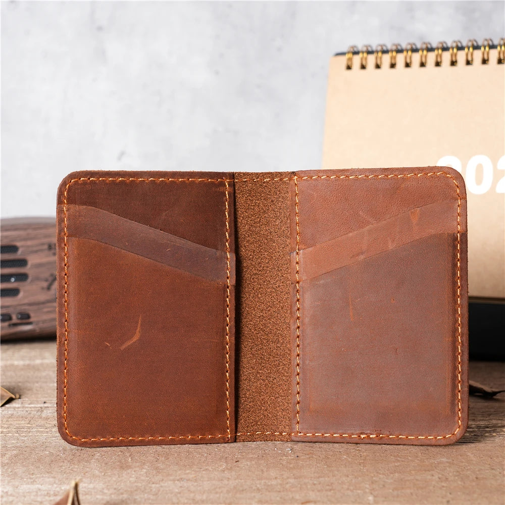 Genuine Leather Card Wallet for Men Credit ID Card Holder Women Money Clip Cash Slim Case Soft Purse 6 Card Slots NT004