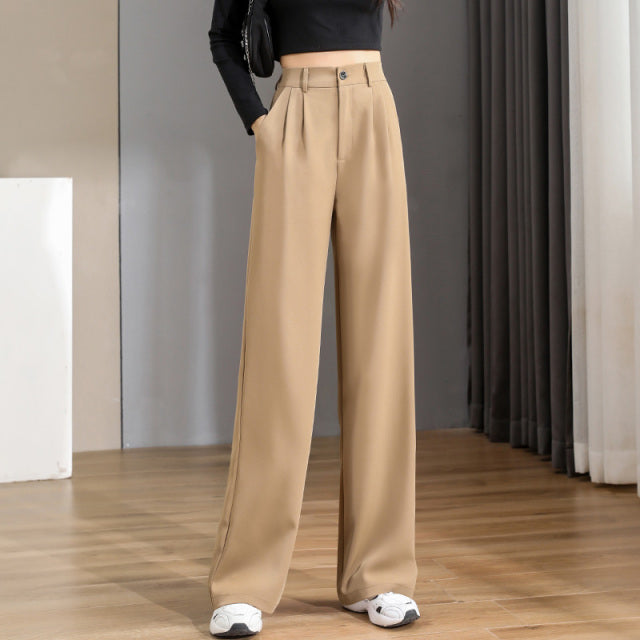 Women Chic Office Wear Straight Pants Vintage High  Ladies Trousers Baggy Korean 2022 Spring/Summer/Autumn Wide Leg Female