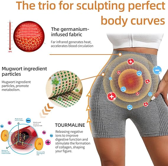Baicloud Micro-Vibration Massage Module Ice Silk lon Fiber Repair Shaping Shorts, Mid-Waist Body Shaper Shorts