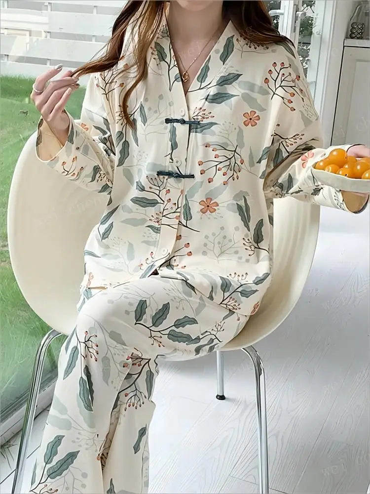 Women Pajamas Set Cotton Home Clothes Women Set Korean Style Ladys Women\'s Pajamas Robes Sleepwear Two Piece Pyjama Pour Femme