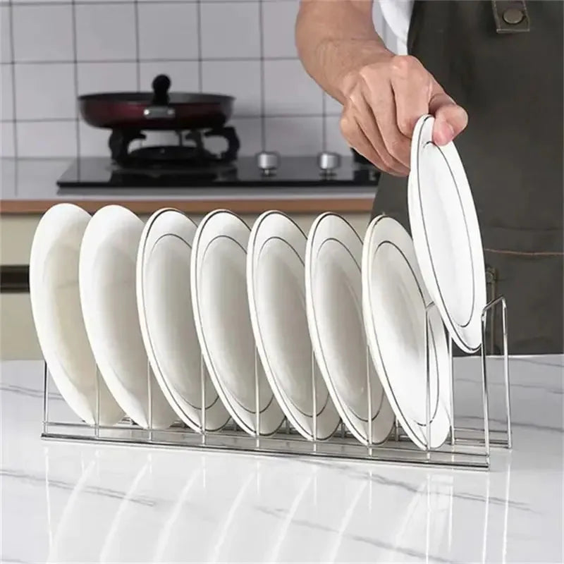 &Kitchen Bowl Dish Organizer Stainless Steel Dish Holder Home Cutlery Dishes Pot Lid Rack Household Dish Rack Kitchen Accessories