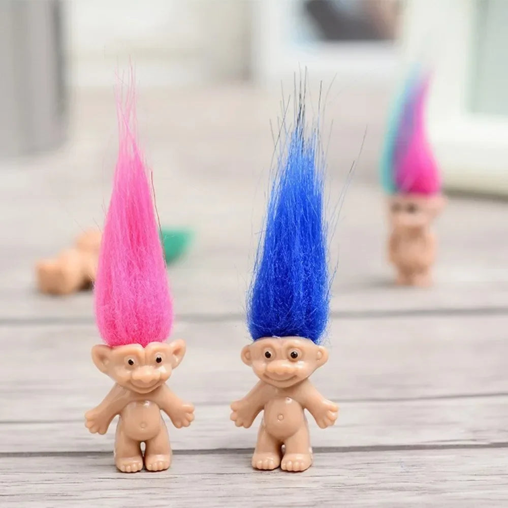 5Pcs/lot Funny Trolls Dolls Anime Action Figure Colorful Hair Family Members Models Kids Toys for Children Gift Nostalgic Adult