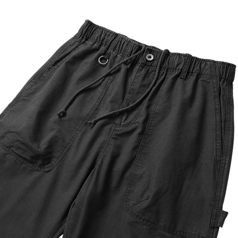 Relaxed elastic waist pants with back cargo pocket