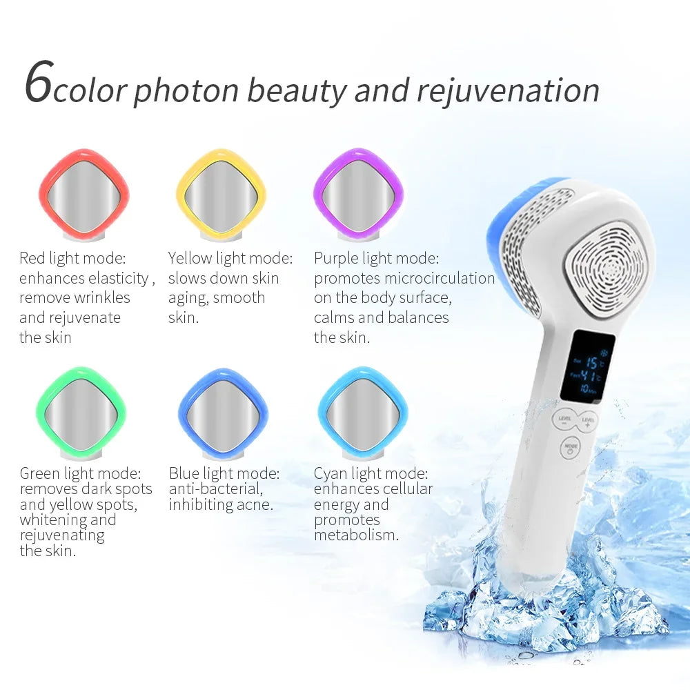 '-5 To 48 Degree Ice Hammer Face Massager Ice Massage Beauty Instrument 6 Colors Photon Light Therapy for Skin Rejuvenation