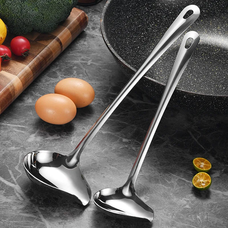 Stainless Steel Duckbill Spoon, Long-handled Sauce Spoon, Thickened Side Mouth, Slanted Mouth, and Crooked Mouth Spoon