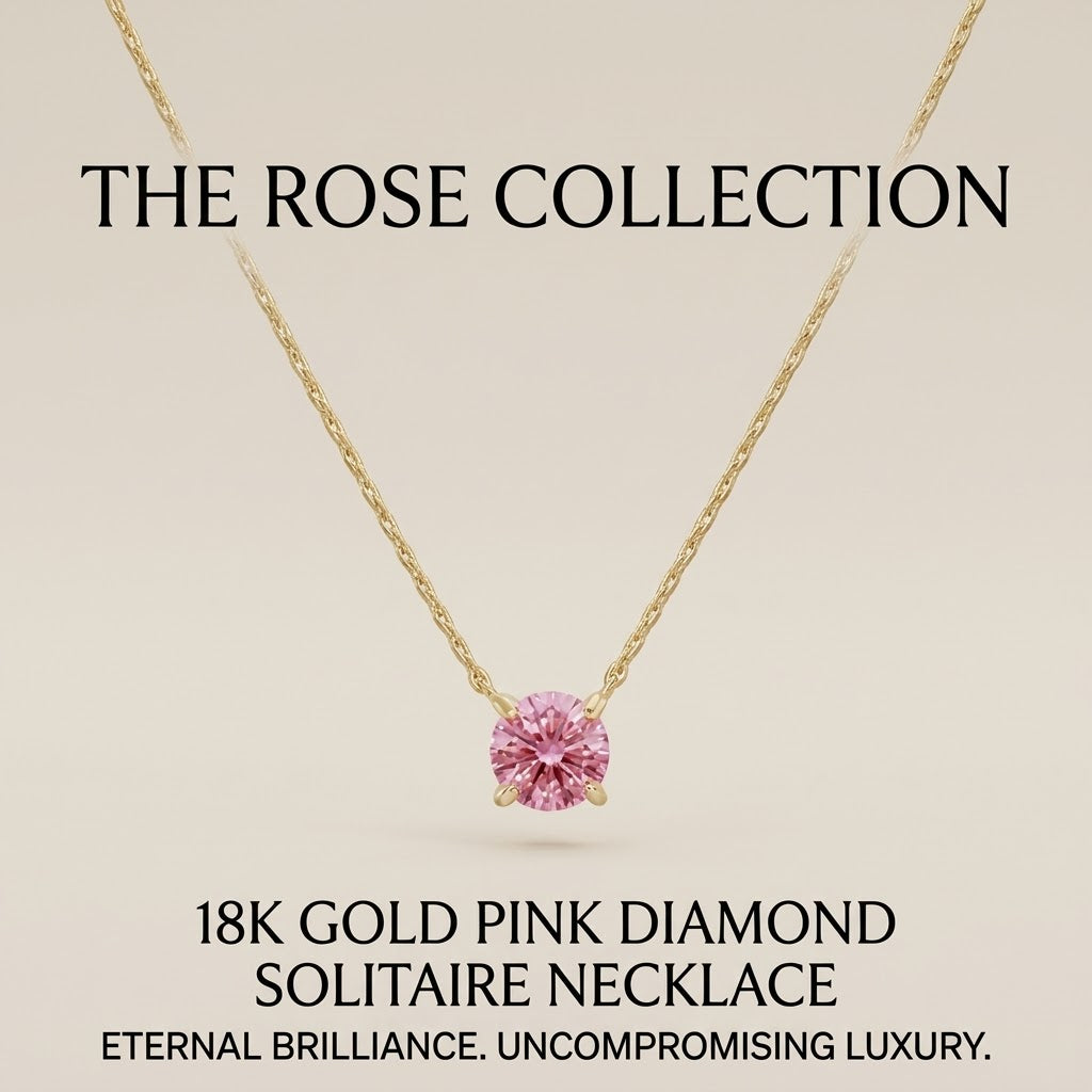 Gold Pink Solitaire Pendant Necklace