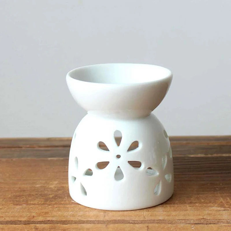 Ceramic Crafts Aroma Burner Handmade Hollow Flower Pattern Essential Oil Burner Candle Lamp Many Style HomeOffice Crafts Decor