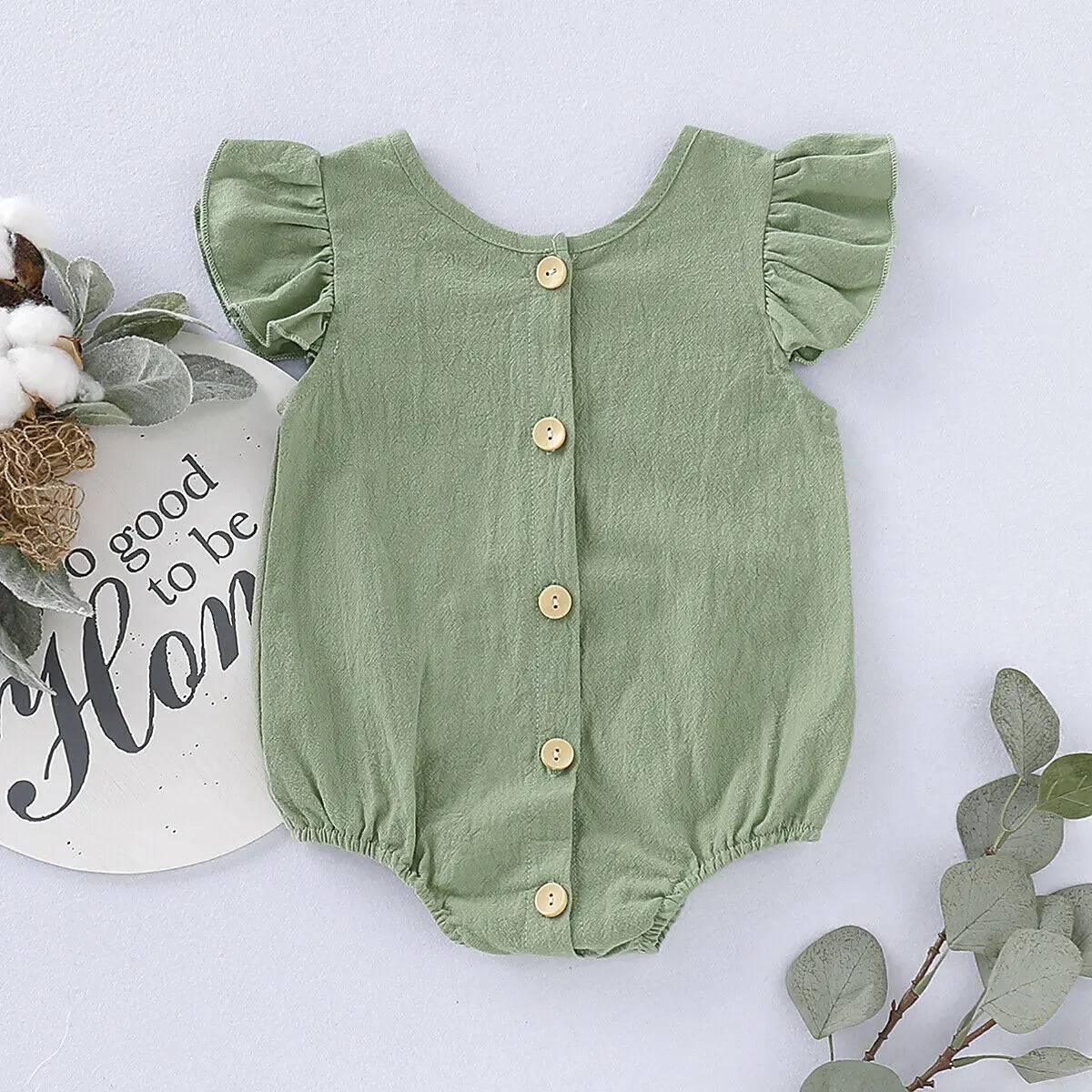 2019 Baby Summer Clothing Infants Baby Girls Boys Bodysuits Pure Color Ruffles Fly Short Sleeve Jumpsuit Clothes Tops Playsuits