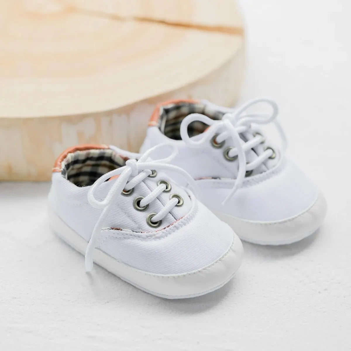 Meckior Baby Canvas Shoes Baby Boy Girl Sneakers Newborns Lace-up Anti-slip Sport First Walkers Infant Crib Shoes Moccasins