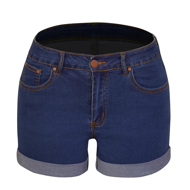 Summer Fashion Casual Commuter Denim Shorts Slim Hip Lift Stretch Three Quarter Pants Female Comfortable High Waist Breechcloth