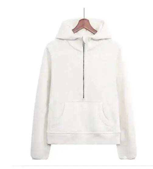 New Women's Half Zipper Pullover Fleece Hoodie Sweatshirts New Arrivals Free Shipping