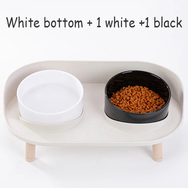 Cat Double Bowls Feeder Adjustable Height Pet Cats Drinker Water Bowl Elevated Feeding Kitten Supplies Food Feeders Dogs Dish