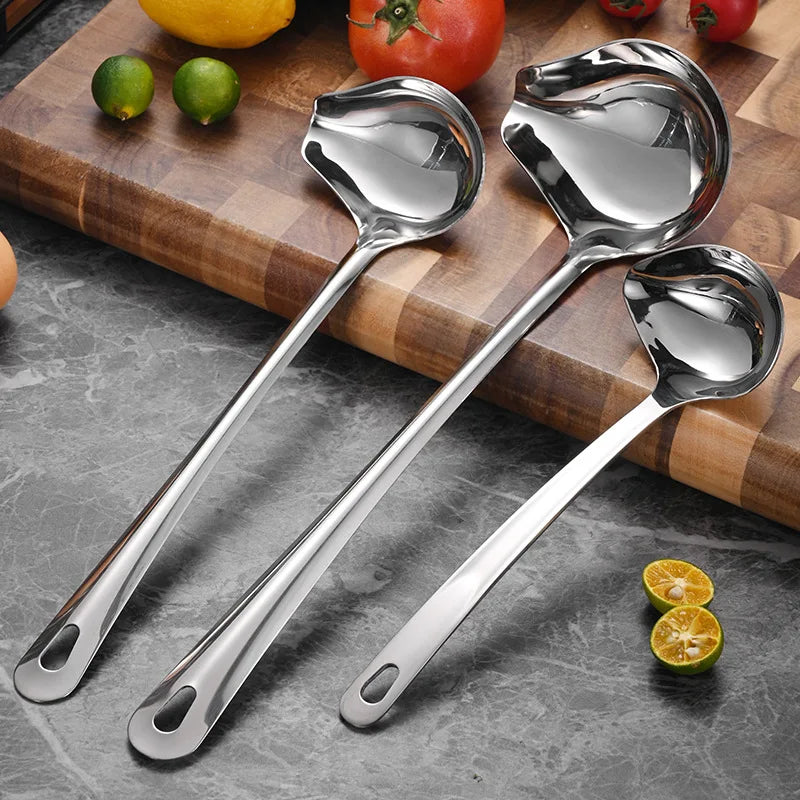 Stainless Steel Duckbill Spoon, Long-handled Sauce Spoon, Thickened Side Mouth, Slanted Mouth, and Crooked Mouth Spoon