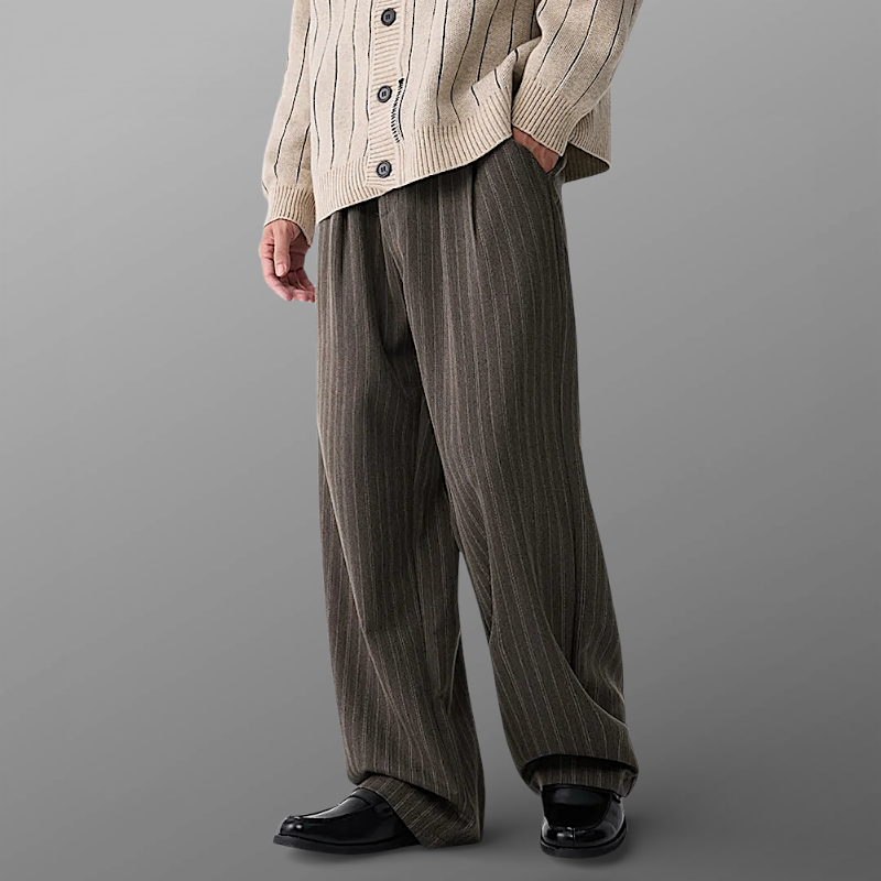 Pinstripe pleated pants