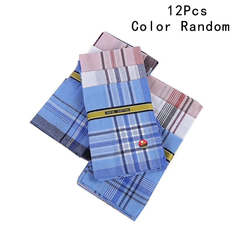 12Pcs Pocket Square for Men Women Plaid Stripe Pocket Handkerchiefs for Wedding Party Restaurant Business Chest Towel Scarves