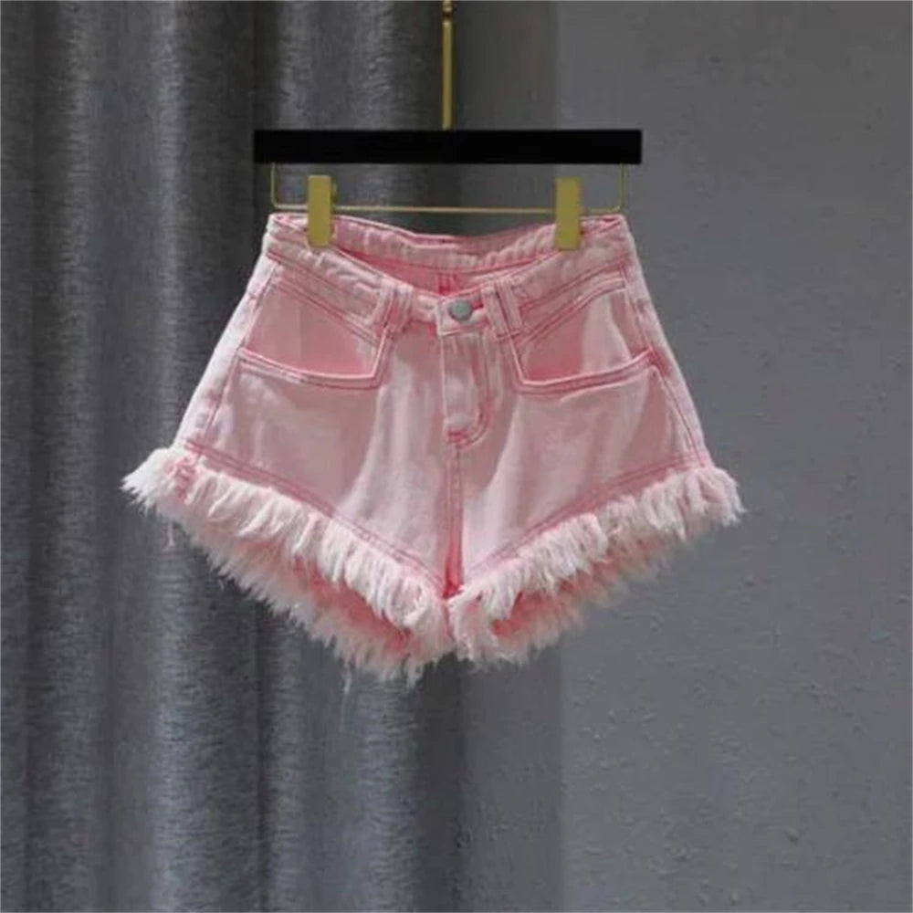 Female Drop Shipping Short Pants Breechcloth Scanties Burrs Summer Woman Denim Shorts High Waist Ripped Jeans Shorts Sexy  2XL